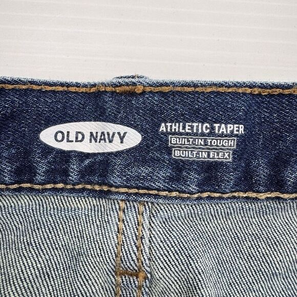 Old Navy Men Size 31 x 30 Jeans Dark Wash Athletic Taper Built In Flex - Picture 2 of 9